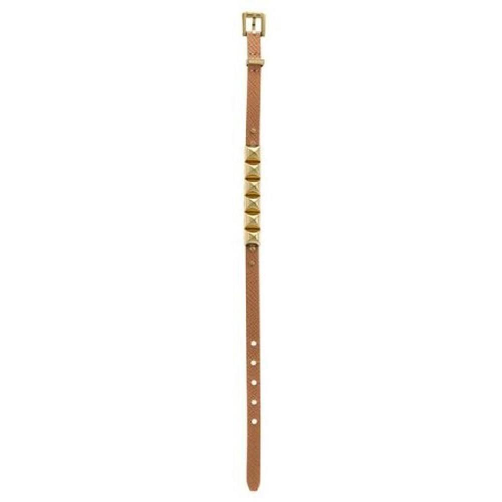 Michael Kors Brown Leather Gold tone Studs Buckle Bracelet MKJ2964710